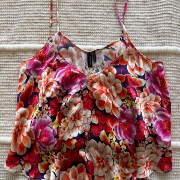 Marciano Tops - Marciano (Guess) 100% Silk Floral Spaghetti Strap Flowy Camisole XS